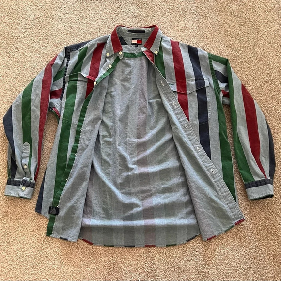 Vintage Tommy Hilfiger Multicolored Button-Down Long Sleeve 100% Cotton - Picture 4 of 8